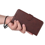 For iPhone 15 Plus Wallet Phone Case Calf Texture Anti-Scratch PU Leather Smartphone Shell Flip Stand Cover