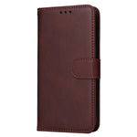 For iPhone 15 Plus Wallet Phone Case Calf Texture Anti-Scratch PU Leather Smartphone Shell Flip Stand Cover