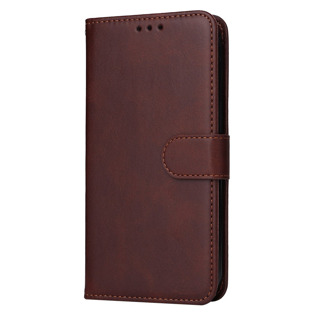 For iPhone 15 Plus Wallet Phone Case Calf Texture Anti-Scratch PU Leather Smartphone Shell Flip Stand Cover