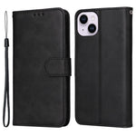 For iPhone 15 Plus Wallet Phone Case Calf Texture Anti-Scratch PU Leather Smartphone Shell Flip Stand Cover