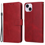 For iPhone 15 Plus Wallet Phone Case Calf Texture Anti-Scratch PU Leather Smartphone Shell Flip Stand Cover