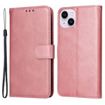 For iPhone 15 Plus Wallet Phone Case Calf Texture Anti-Scratch PU Leather Smartphone Shell Flip Stand Cover