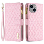 BINFEN COLOR BF Style-15 For iPhone 15 Wallet Phone Stand Shell Flip Case Zipper Pocket Leather Cover