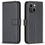 BINFEN COLOR BF17 For iPhone 15 Phone Cover Stand Design Wallet TPU+PU Leather Phone Case