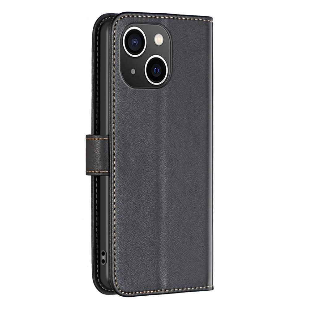 BINFEN COLOR BF17 For iPhone 15 Phone Cover Stand Design Wallet TPU+PU Leather Phone Case