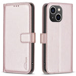 BINFEN COLOR BF17 For iPhone 15 Phone Cover Stand Design Wallet TPU+PU Leather Phone Case