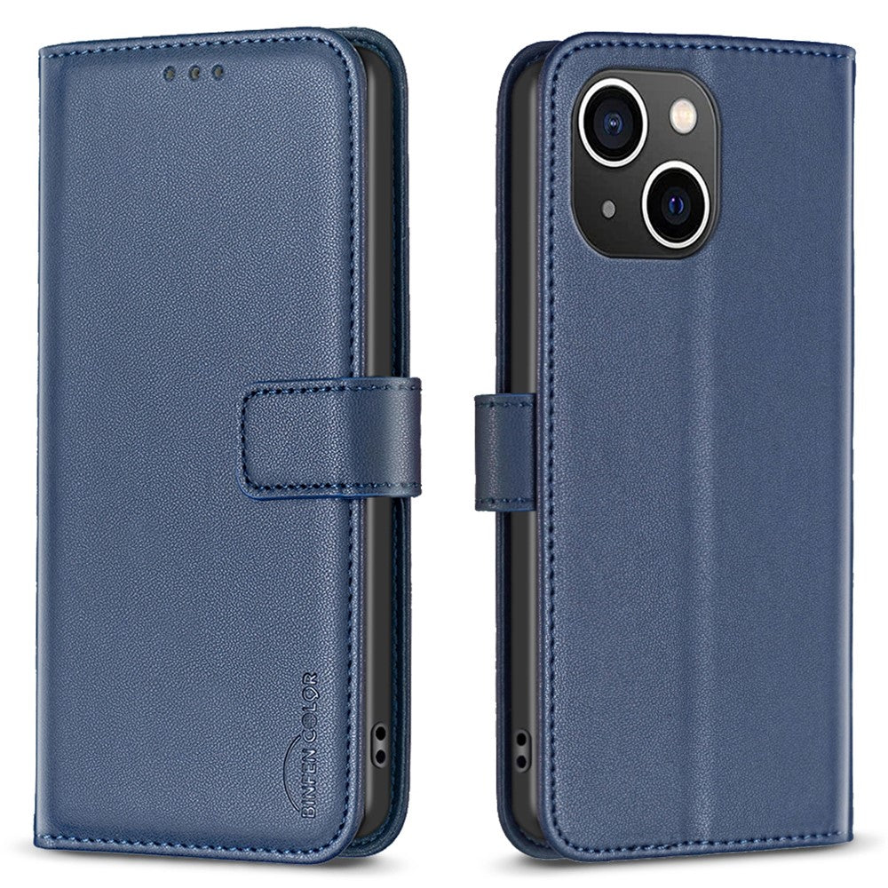 BINFEN COLOR BF17 For iPhone 15 Phone Cover Stand Design Wallet TPU+PU Leather Phone Case