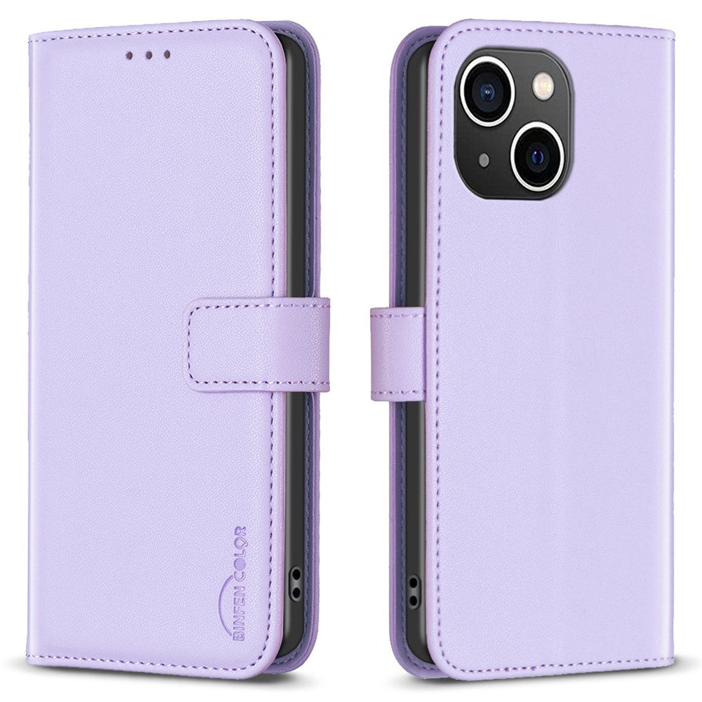 BINFEN COLOR BF17 For iPhone 15 Phone Cover Stand Design Wallet TPU+PU Leather Phone Case