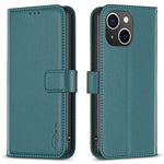BINFEN COLOR BF17 For iPhone 15 Phone Cover Stand Design Wallet TPU+PU Leather Phone Case