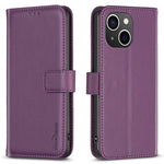 BINFEN COLOR BF17 For iPhone 15 Phone Cover Stand Design Wallet TPU+PU Leather Phone Case