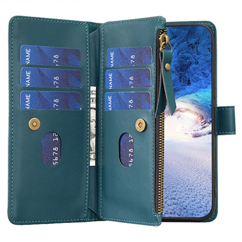BF Style-19 For iPhone 15 Pro Zipper Pocket PU Leather Case Wallet Stand Phone Cover