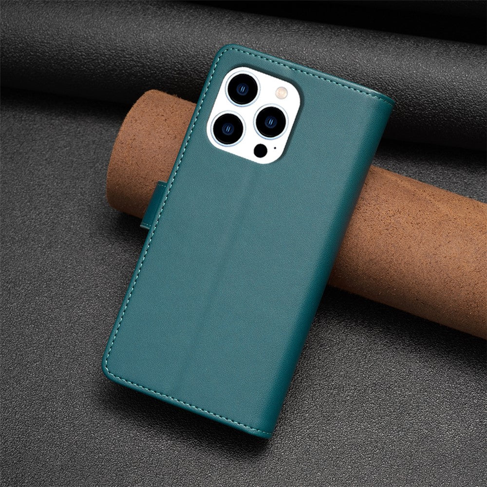 BF Style-19 For iPhone 15 Pro Zipper Pocket PU Leather Case Wallet Stand Phone Cover