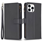 BF Style-19 For iPhone 15 Pro Zipper Pocket PU Leather Case Wallet Stand Phone Cover