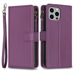 BF Style-19 Til iPhone 15 Pro Max PU læder telefoncover flip pung stativcover med lynlåslomme