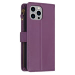 BF Style-19 Til iPhone 15 Pro Max PU læder telefoncover flip pung stativcover med lynlåslomme