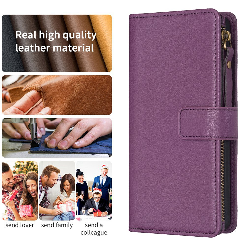 BF Style-19 Til iPhone 15 Pro Max PU læder telefoncover flip pung stativcover med lynlåslomme