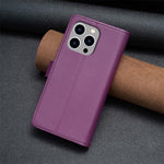 BF Style-19 Til iPhone 15 Pro Max PU læder telefoncover flip pung stativcover med lynlåslomme