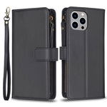 BF Style-19 Til iPhone 15 Pro Max PU læder telefoncover flip pung stativcover med lynlåslomme