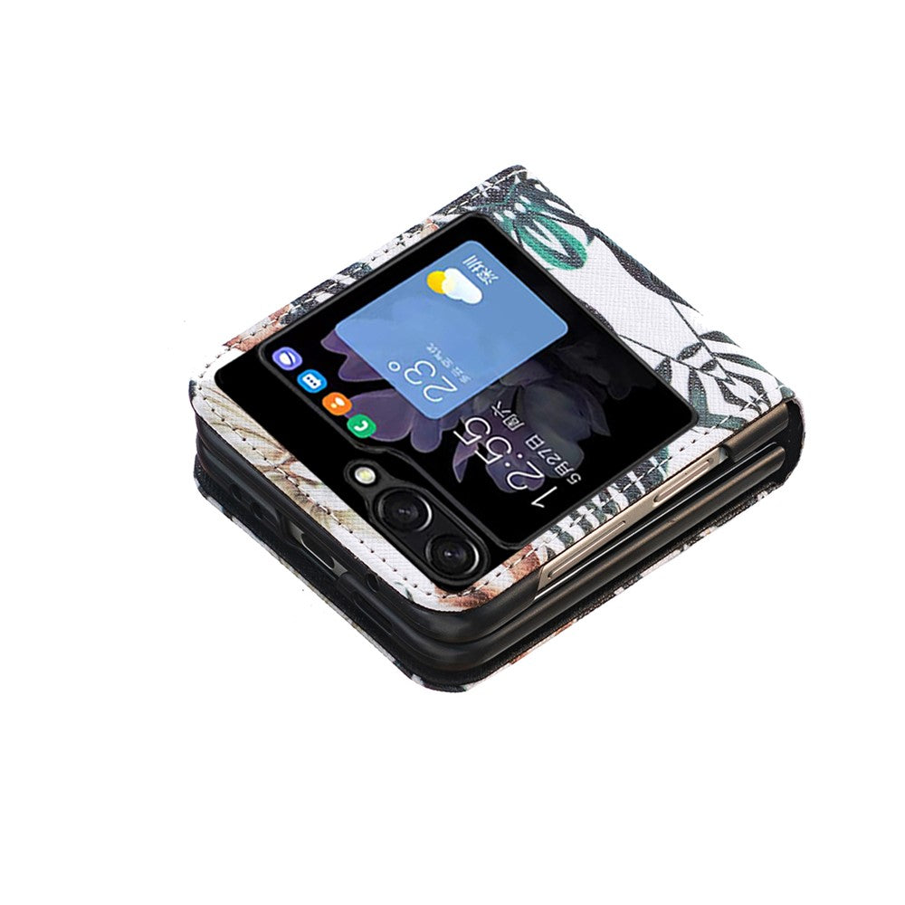 Til Samsung Galaxy Z Flip5 5G PU Læder+PC Telefoncover Mønstertryk Beskyttelsescover