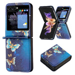 Til Samsung Galaxy Z Flip5 5G PU Læder+PC Telefoncover Mønstertryk Beskyttelsescover