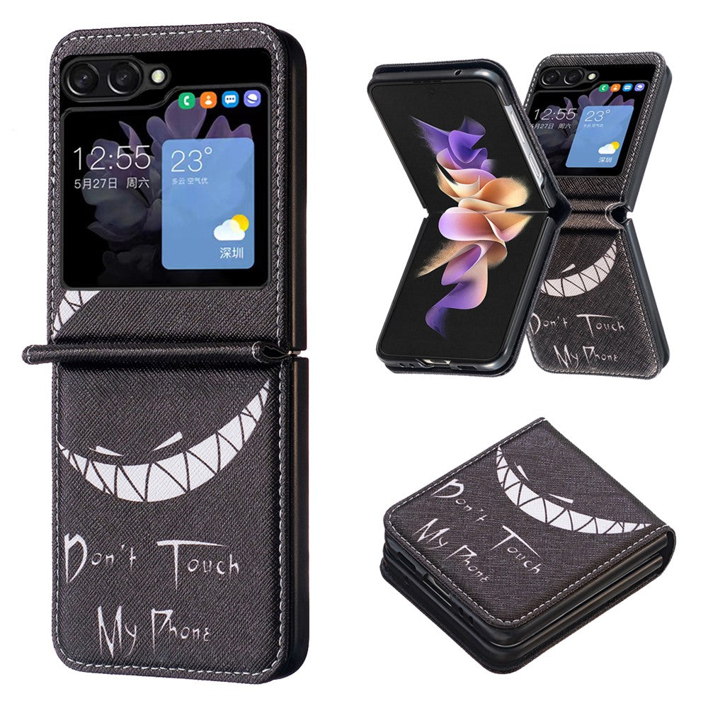 Til Samsung Galaxy Z Flip5 5G PU Læder+PC Telefoncover Mønstertryk Beskyttelsescover