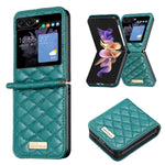 BINFEN COLOR til Samsung Galaxy Z Flip5 5G PU læder+PC etui med præget rombemønster telefoncover