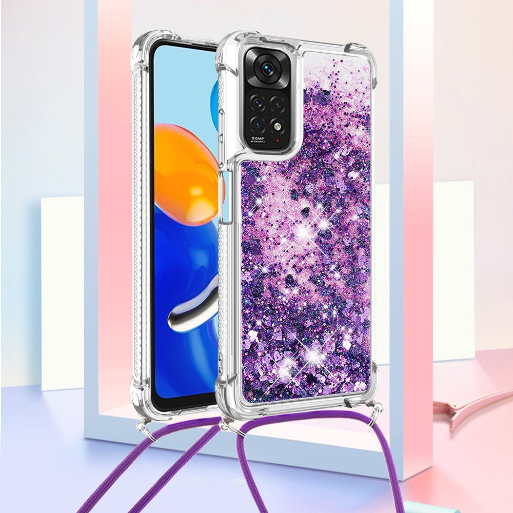 For Xiaomi Redmi Note 12S 4G / Redmi Note 11S 4G / Note 11 4G (Qualcomm) TPU Case Quicksand Design Phone Cover with Lanyard
