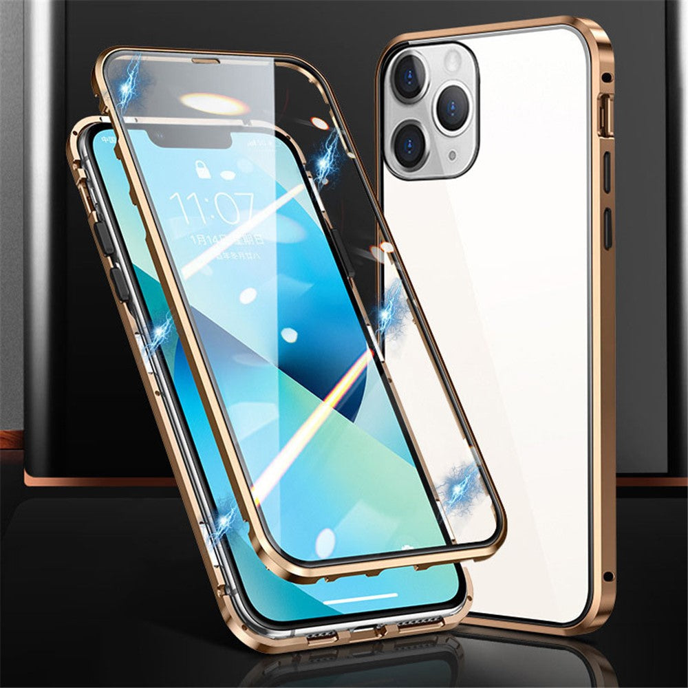 For iPhone 15 Pro Max Full Body Magnetic Tempered Glass Double-Sided Phone Case