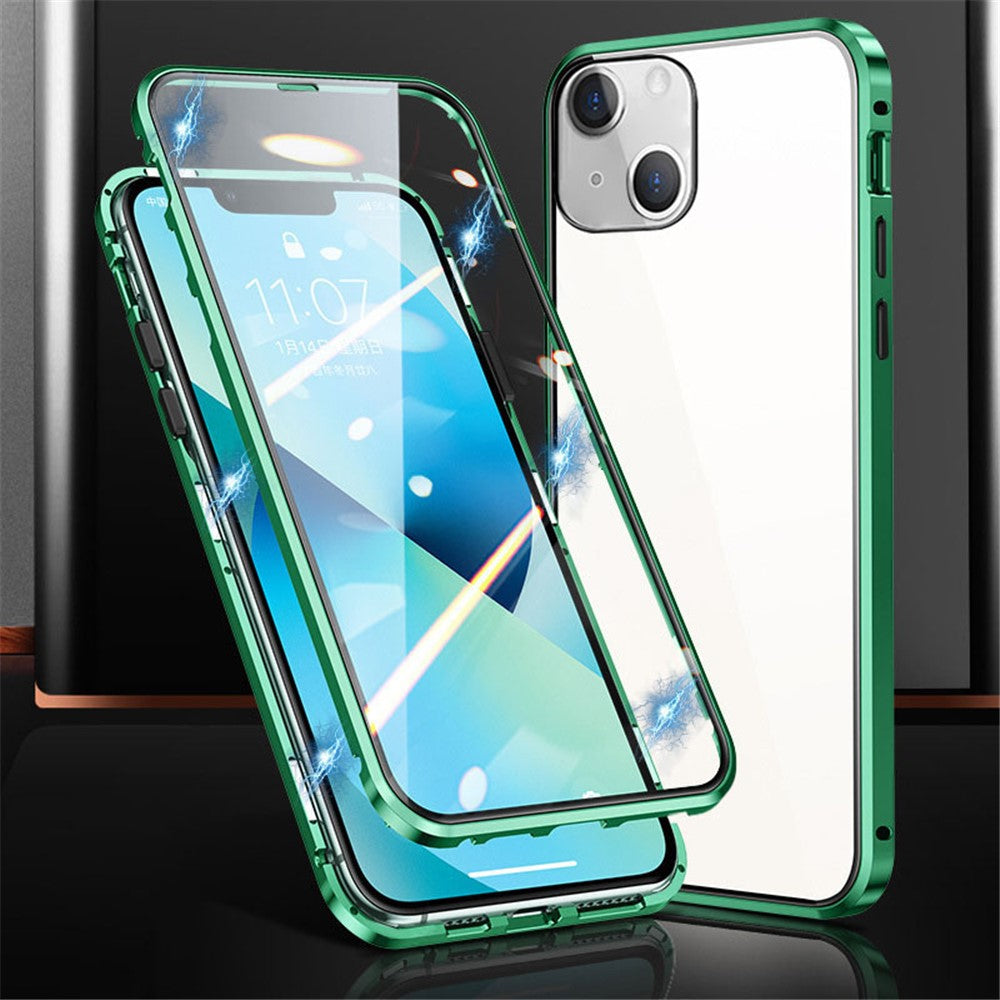 Phone Case for iPhone 15 Plus Full Body Case Magnetic Tempered Glass Double-Sided Phone Case