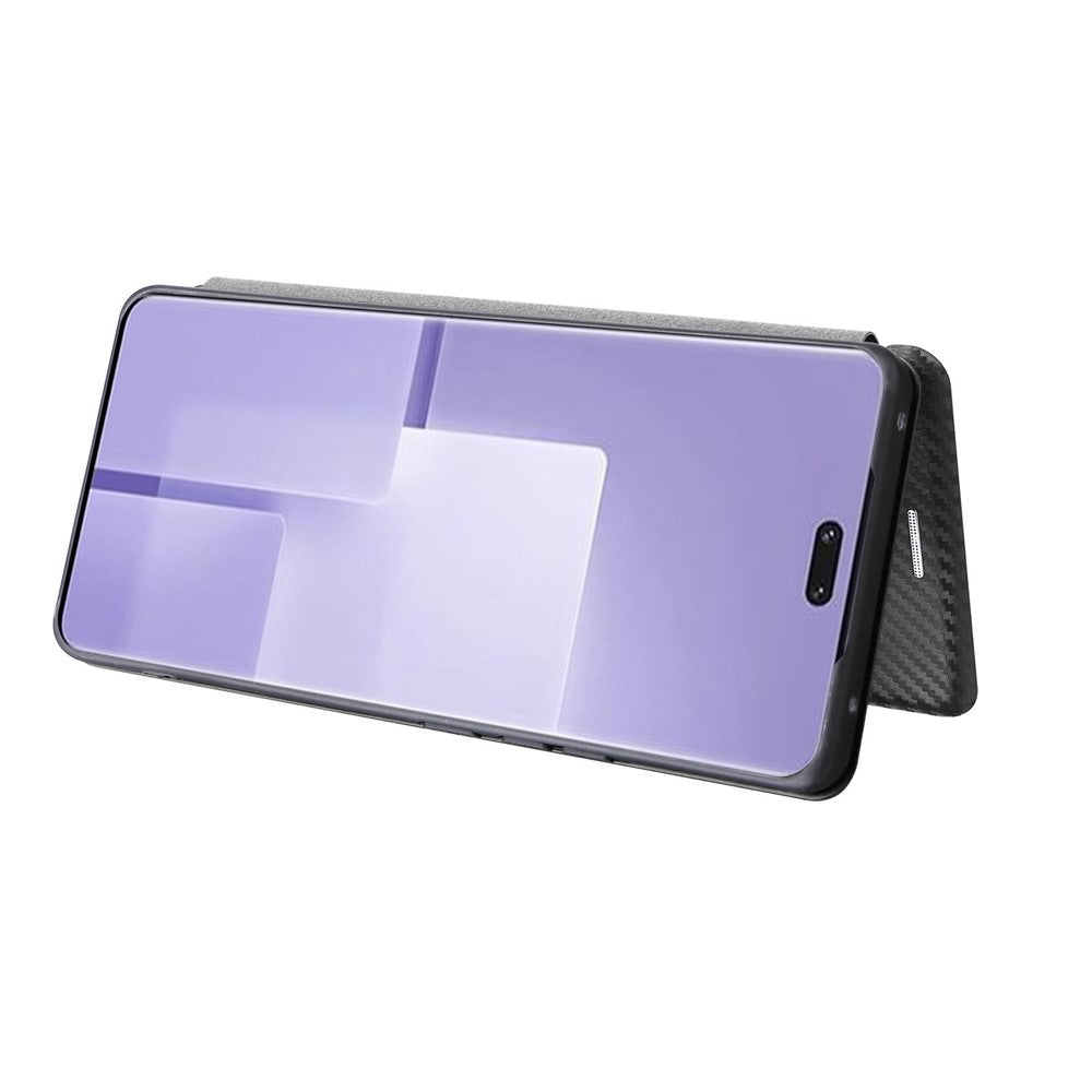 For Xiaomi Civi 3 5G Anti-Scratch Leather Phone Stand Case Carbon Fiber Texture Cover with Card Holder