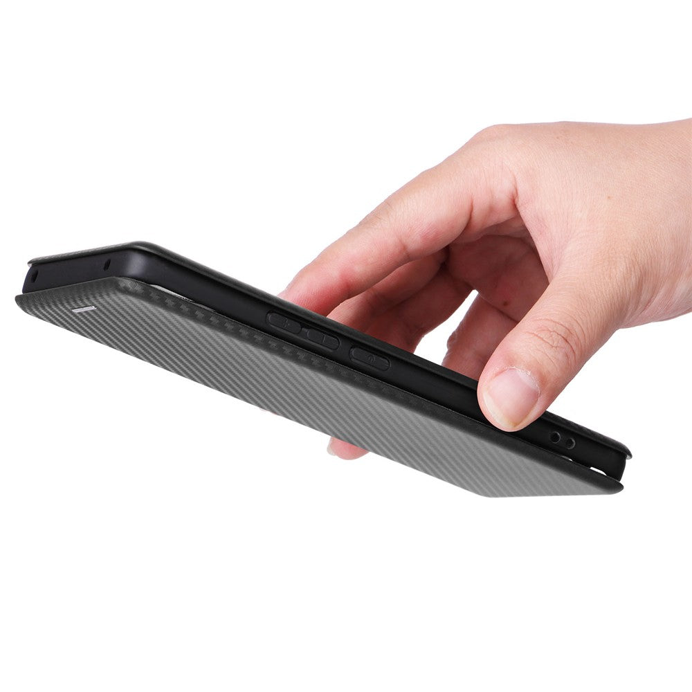 For Xiaomi Civi 3 5G Anti-Scratch Leather Phone Stand Case Carbon Fiber Texture Cover with Card Holder
