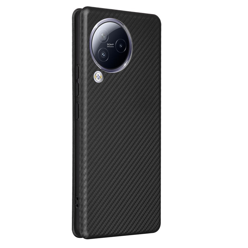 For Xiaomi Civi 3 5G Anti-Scratch Leather Phone Stand Case Carbon Fiber Texture Cover with Card Holder