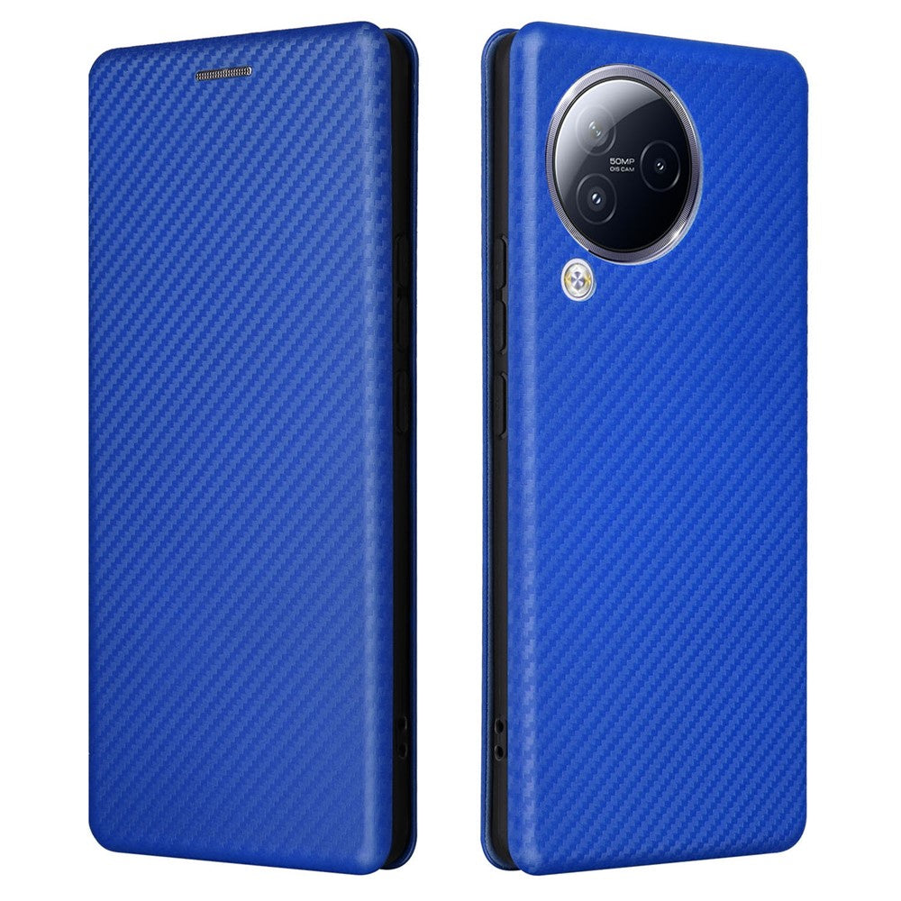 For Xiaomi Civi 3 5G Anti-Scratch Leather Phone Stand Case Carbon Fiber Texture Cover with Card Holder