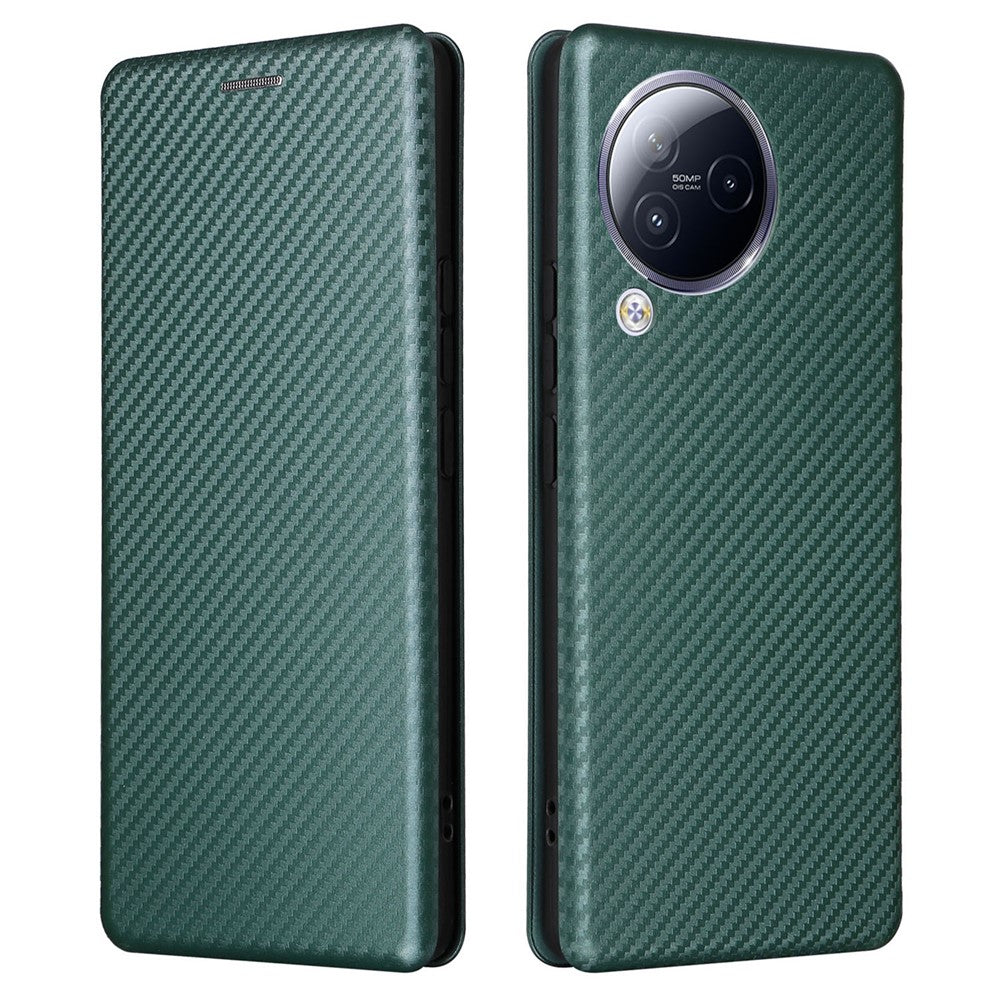 For Xiaomi Civi 3 5G Anti-Scratch Leather Phone Stand Case Carbon Fiber Texture Cover with Card Holder