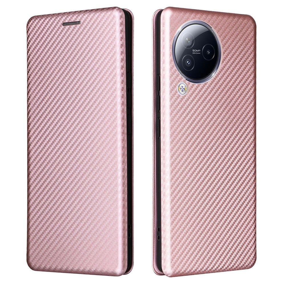 For Xiaomi Civi 3 5G Anti-Scratch Leather Phone Stand Case Carbon Fiber Texture Cover with Card Holder