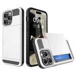 PC + TPU Phone Cover for iPhone 15 , Sliding Card Holder Anti-scratch Back Case