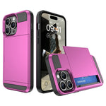 PC + TPU Phone Cover for iPhone 15 , Sliding Card Holder Anti-scratch Back Case