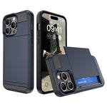 PC + TPU Phone Cover for iPhone 15 , Sliding Card Holder Anti-scratch Back Case