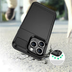 For iPhone 15 Pro Max PC+TPU Phone Cover Sliding Card Holder Anti-drop Back Case