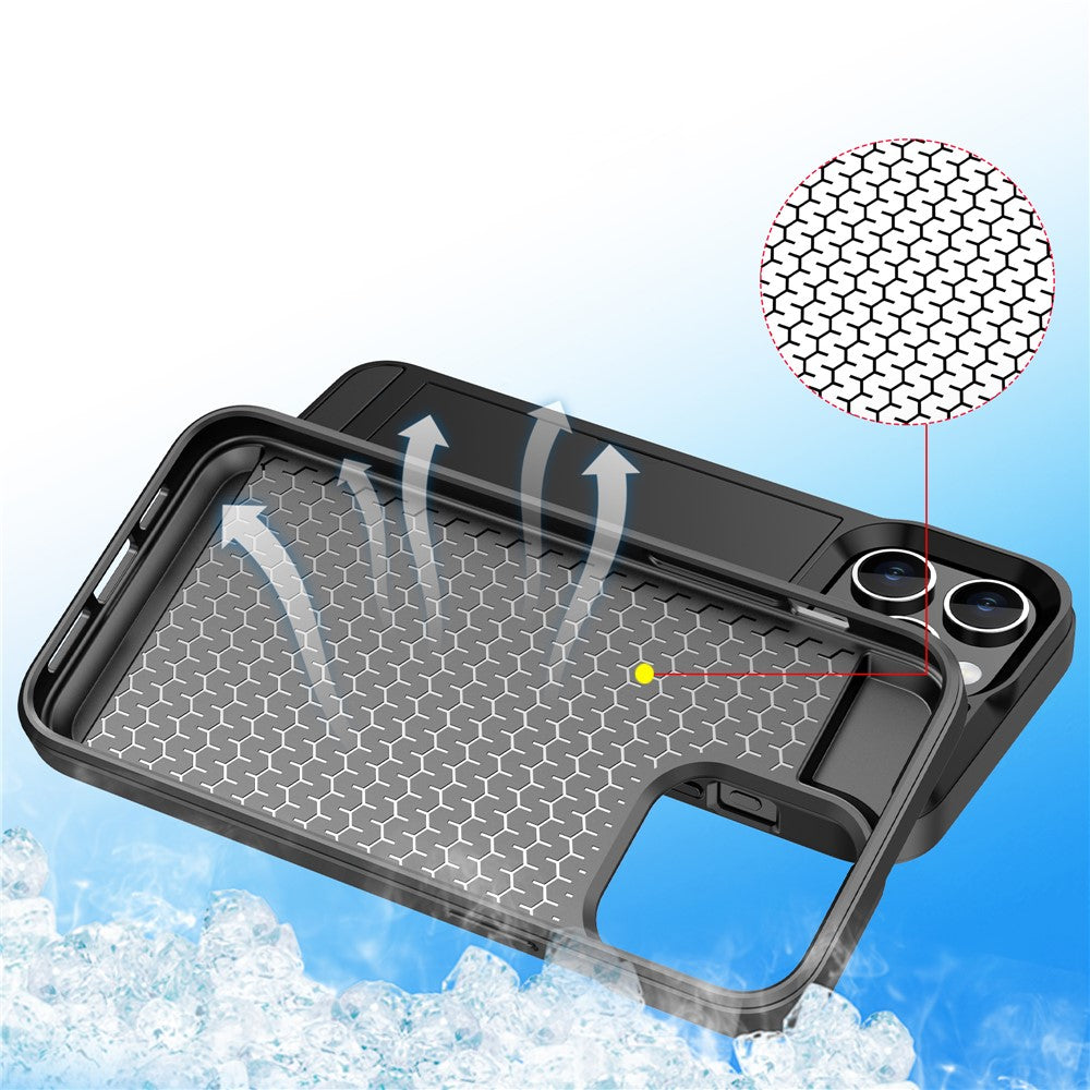 Til iPhone 15 Pro Skydbart Kortholder Cover Anti-fald PC+TPU Telefoncover
