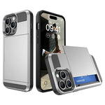 Til iPhone 15 Pro Skydbart Kortholder Cover Anti-fald PC+TPU Telefoncover