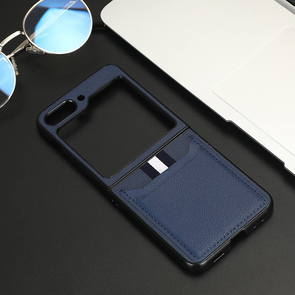 For Samsung Galaxy Z Flip5 5G PU Leather+PC Back Cover Ultra Thin Lychee Texture Card Slot Phone Case