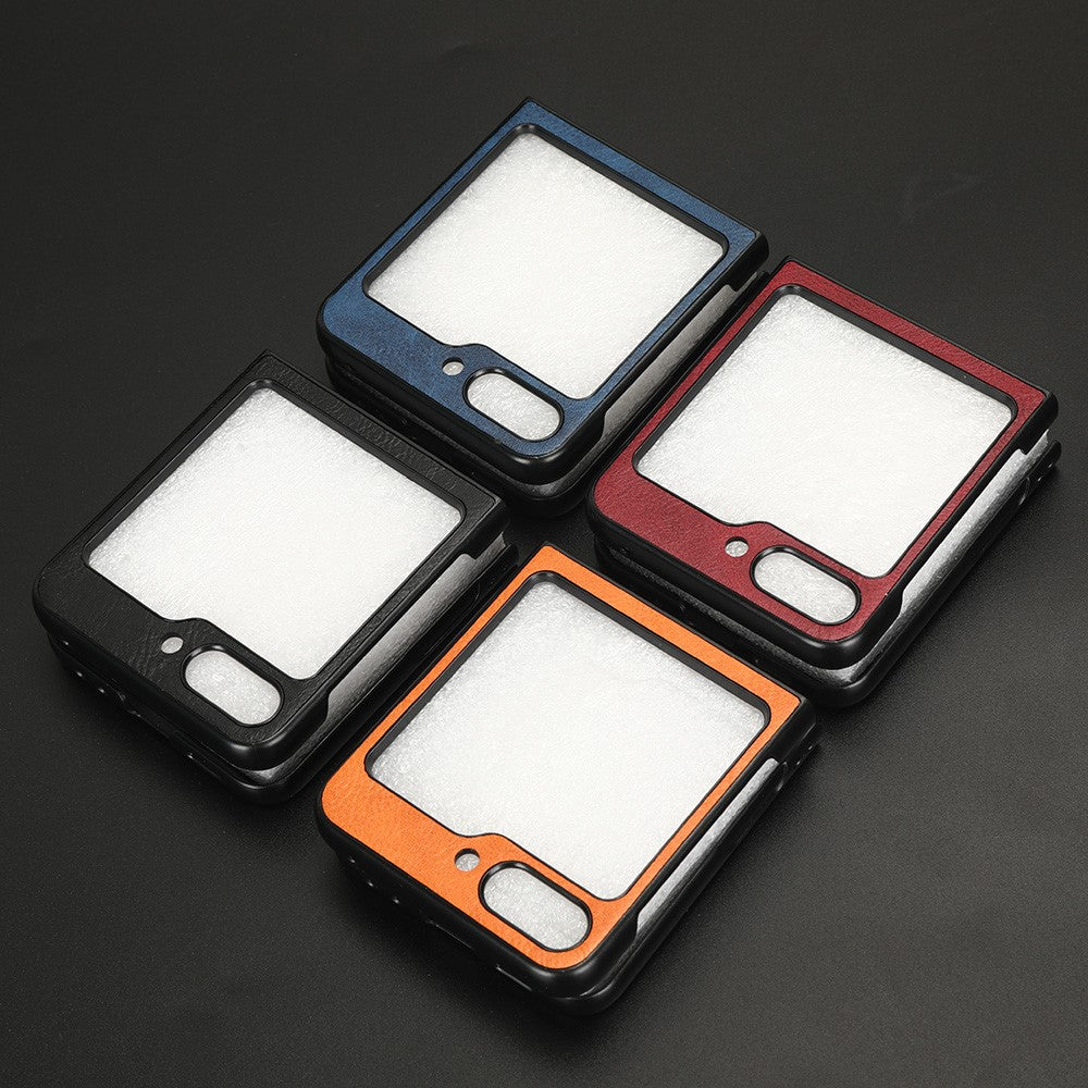For Samsung Galaxy Z Flip5 5G PU Leather + Hard PC Phone Case Stitching Lines Shockproof Cover