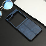 For Samsung Galaxy Z Flip5 5G PU Leather + Hard PC Phone Case Stitching Lines Shockproof Cover