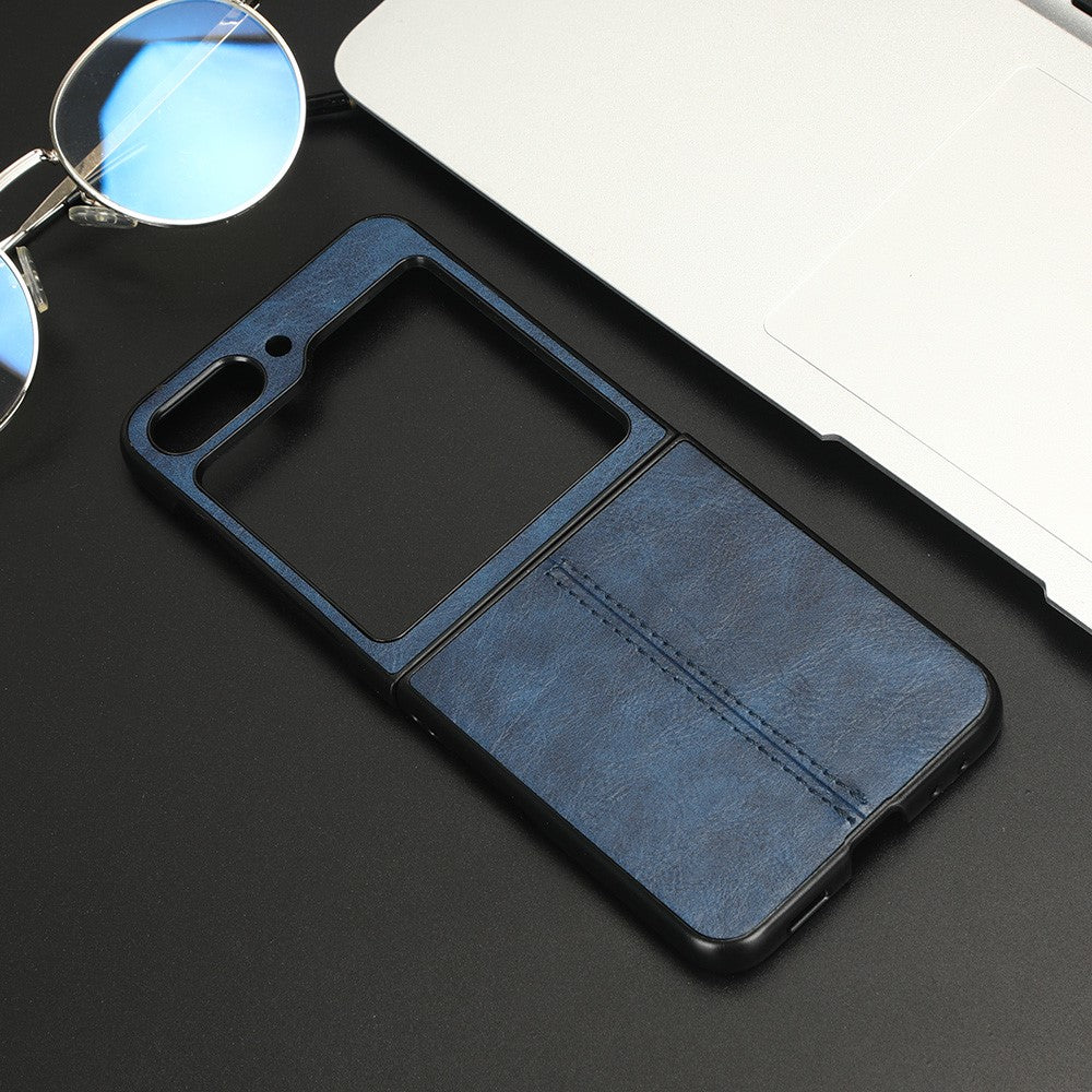 For Samsung Galaxy Z Flip5 5G PU Leather + Hard PC Phone Case Stitching Lines Shockproof Cover