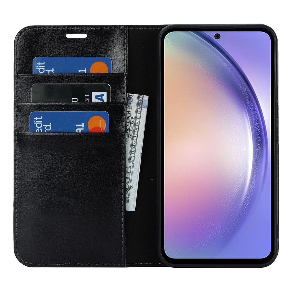 Stand Wallet for Samsung Galaxy A54 5G Crazy Horse Texture Genuine Cow Leather Cover Phone Case