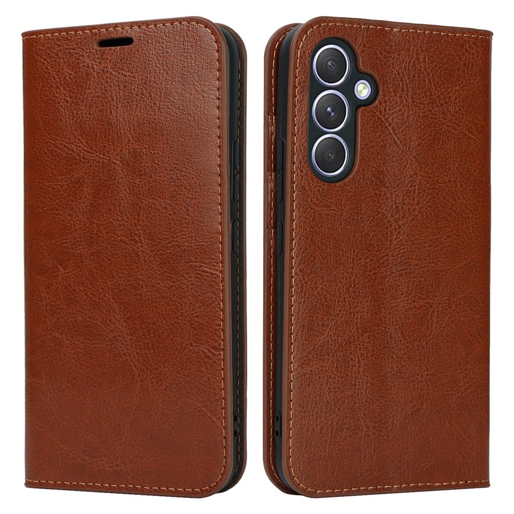 Stand Wallet for Samsung Galaxy A54 5G Crazy Horse Texture Genuine Cow Leather Cover Phone Case