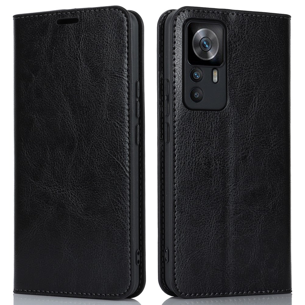 For Xiaomi 12T 5G / 12T Pro 5G / Redmi K50 Ultra Phone Case Crazy Horse Texture Genuine Cow Leather Stand Wallet Cover