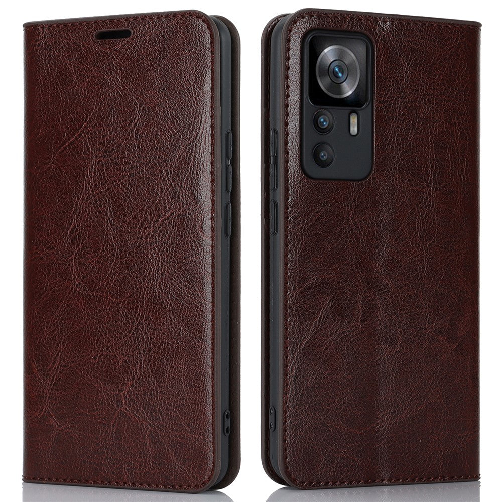 Xiaomi 12T 5G / 12T Pro 5G / Redmi K50 Ultra-mobilcover med Crazy Horse-tekstur, ægte koskindslæder, stander og pung