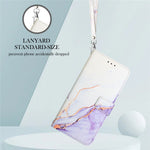 For iPhone 15 Plus Case with Strap Marble Pattern Leather Phone Cover Card Holder